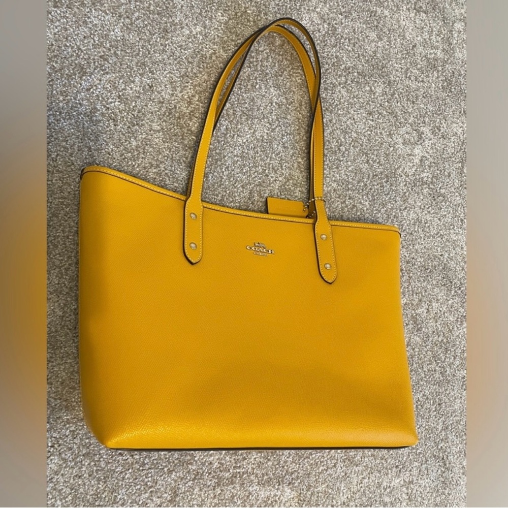 Bright Yellow Coach Zip Top Tote